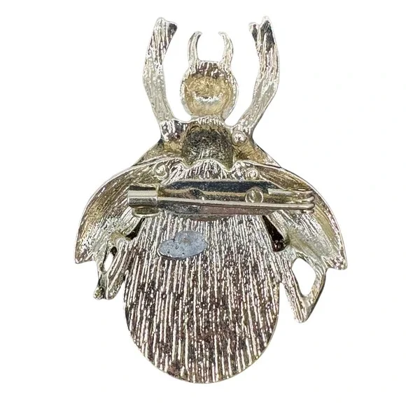 VTG Rhinestone Beetle‎ Brooch Red Jewel Gold Tone Bug Insect Pin Pave Crystal - Picture 8 of 12